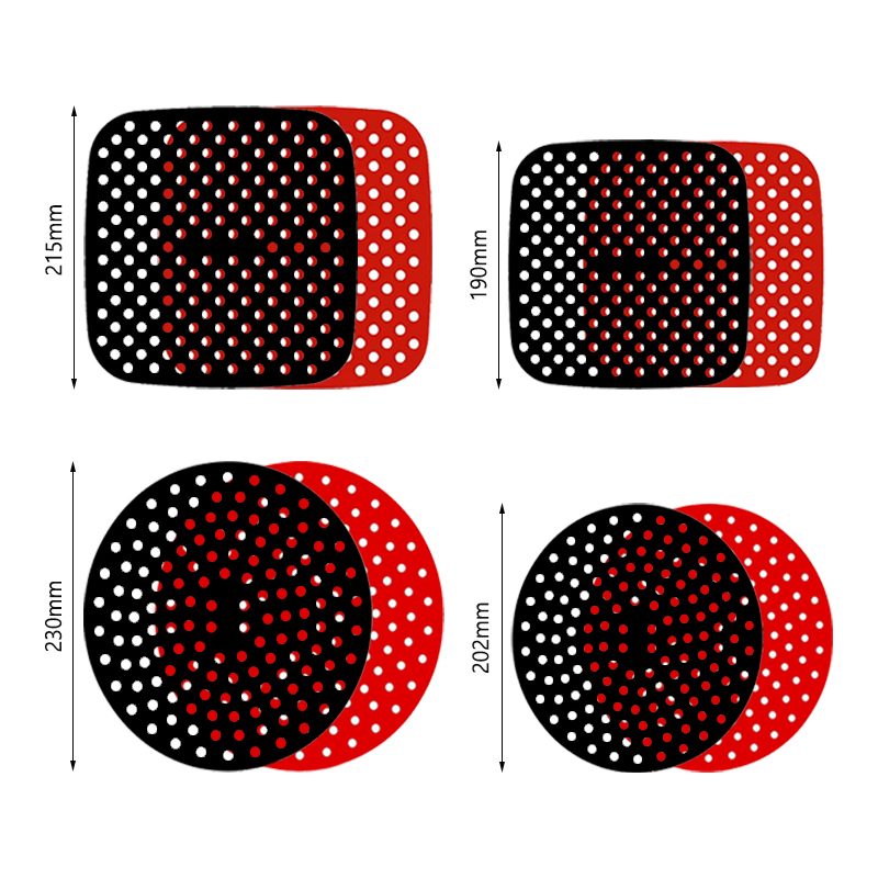 Reusable Silicone Air Fryer Liners Non-Stick Round Square Air Fryer Liner Mats for Kitchen Cooking with 100PCS Disposable Gloves