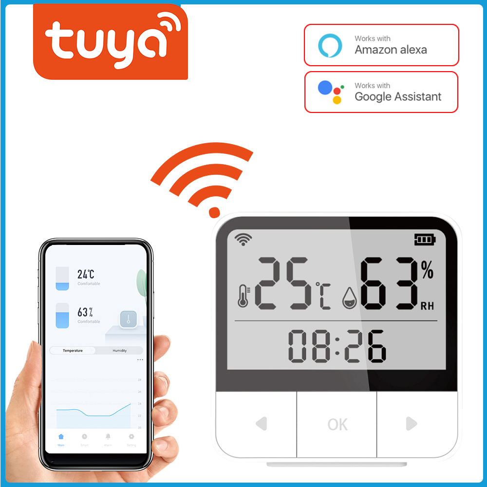 WiFi Intelligent Temperature Humidity Sensors Time Date Week Display Intelligent Temperature Humidity Sensors Large Display