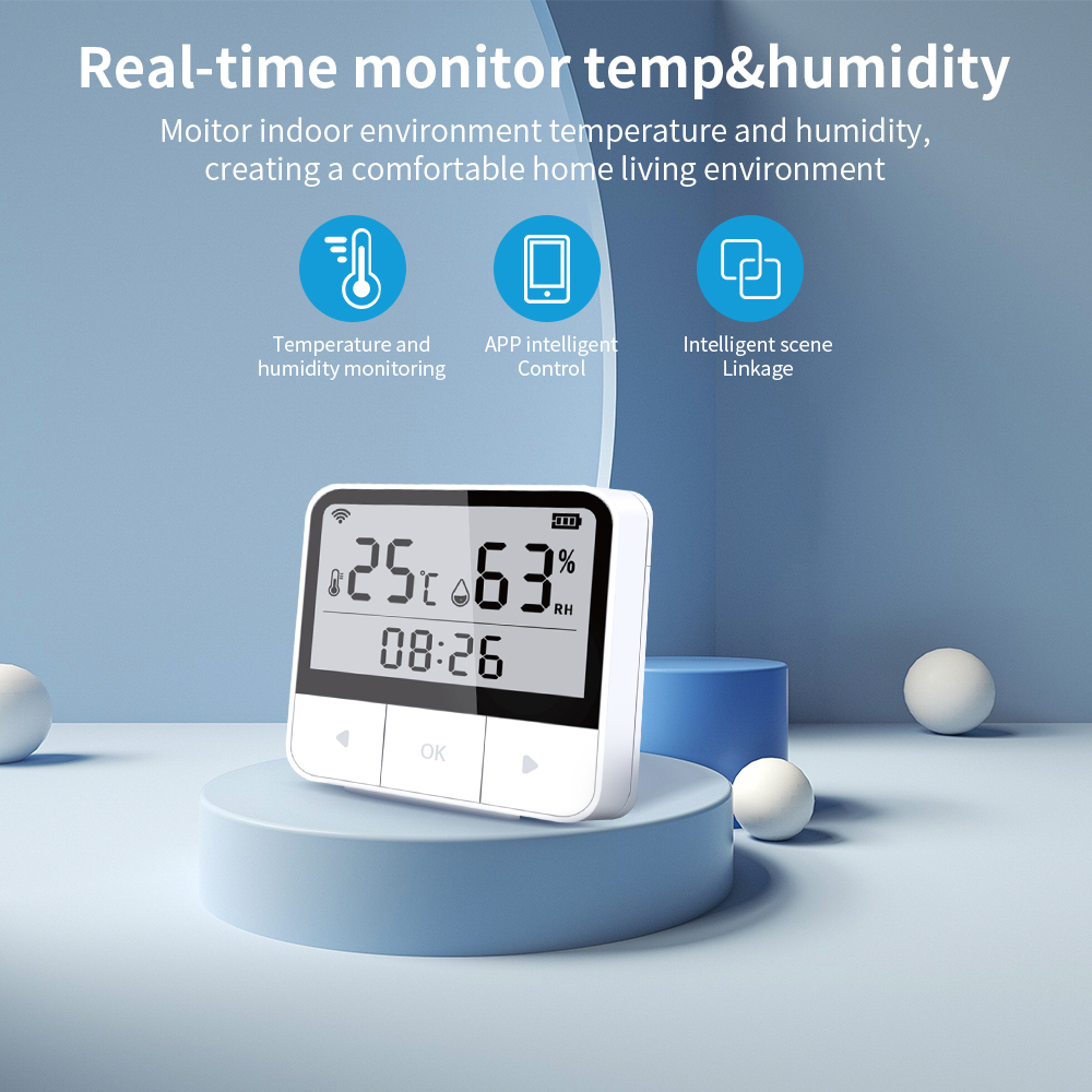 WiFi Intelligent Temperature Humidity Sensors Time Date Week Display Intelligent Temperature Humidity Sensors Large Display