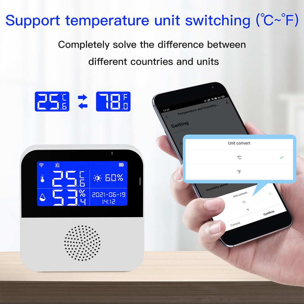 Wifi Temperature Humidity Sensors APP Remote Control Intelligent Scenario Linkage Work with Amazon Alexa Google Home