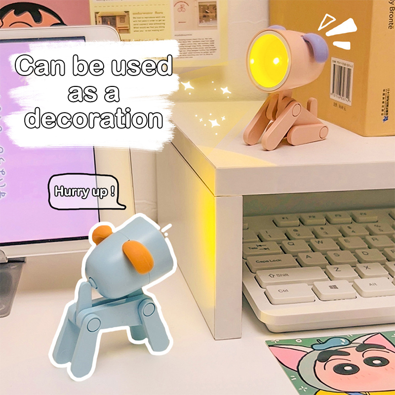 Mini LED Desk Lamps Foldable Cute Puppy Shape Night Lights Creative Atmosphere Light for Kids Bedroom Desktop Decoration