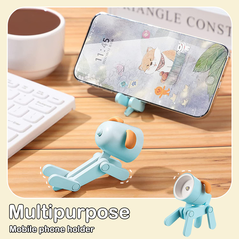 Mini LED Desk Lamps Foldable Cute Puppy Shape Night Lights Creative Atmosphere Light for Kids Bedroom Desktop Decoration