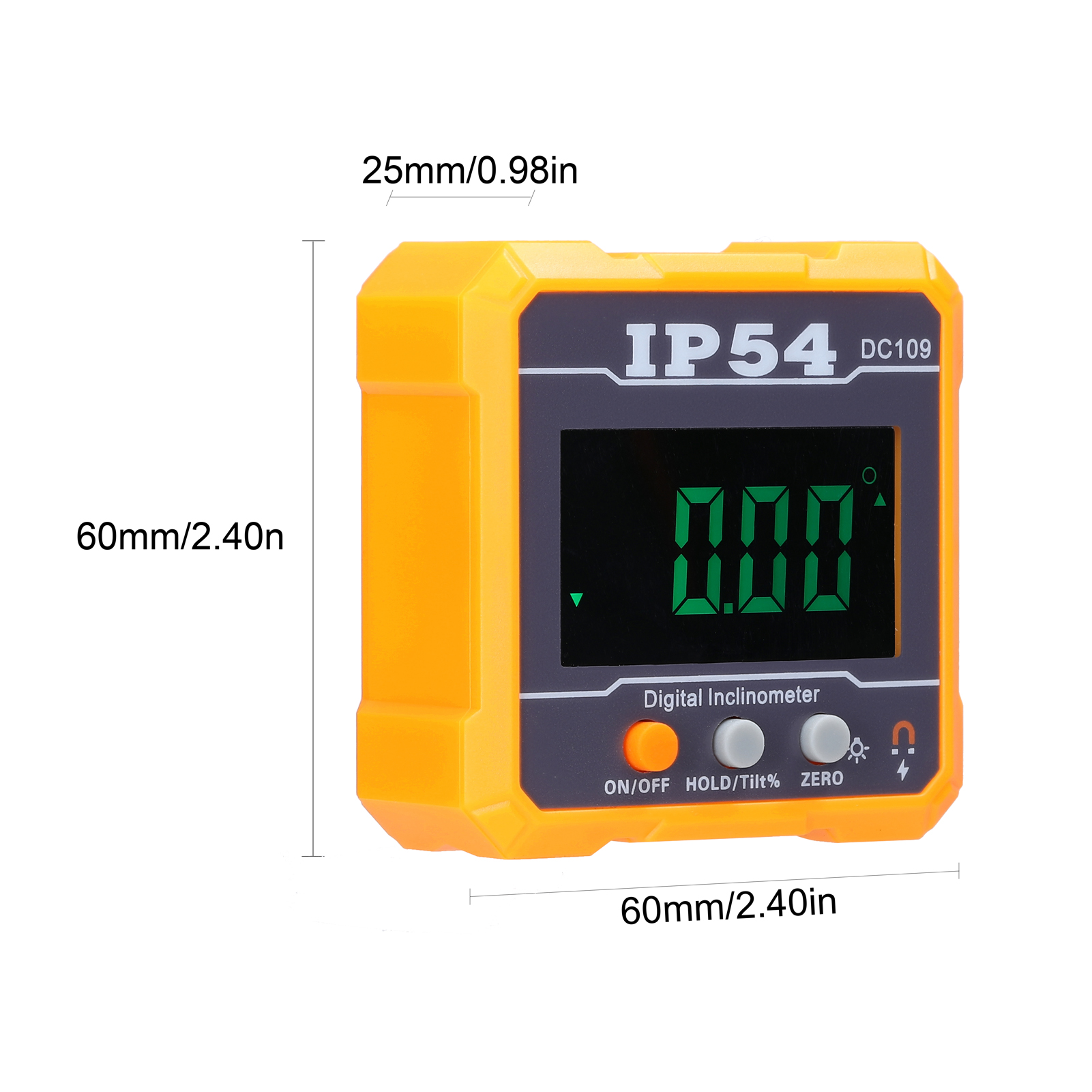 Measuring Instruments 4*90° IP54 High Precisions Digital Protractor Inclinometer Absolute Relative Slope Measurement Data Hold