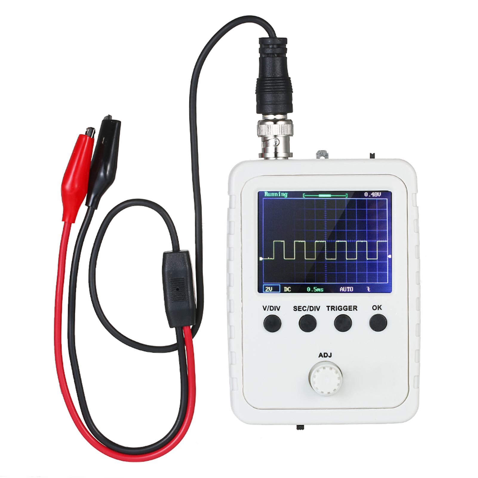 2.4" Color Display Screen Mini Oscilloscope Handheld Digital Oscilloscope with 0-200KHz Bandwidth and 1M Sampling Rate