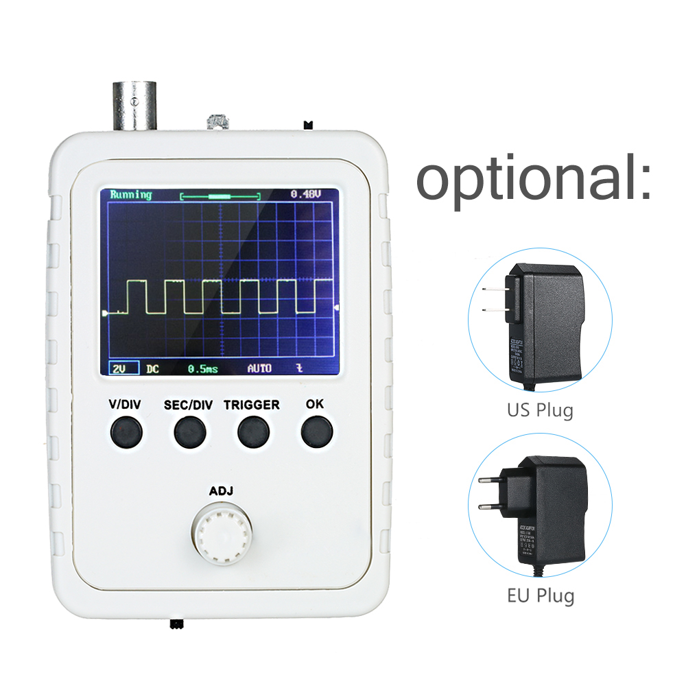 2.4" Color Display Screen Mini Oscilloscope Handheld Digital Oscilloscope with 0-200KHz Bandwidth and 1M Sampling Rate