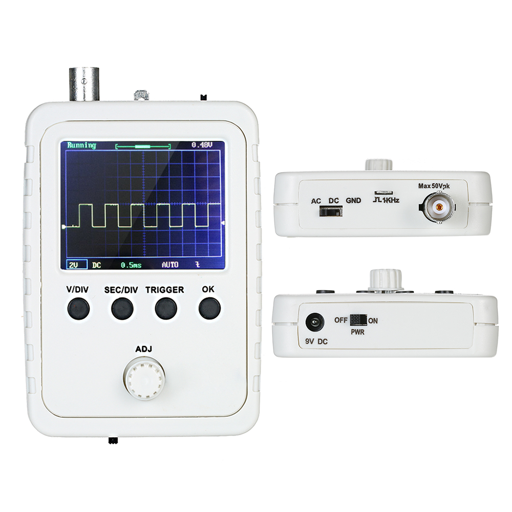 2.4" Color Display Screen Mini Oscilloscope Handheld Digital Oscilloscope with 0-200KHz Bandwidth and 1M Sampling Rate