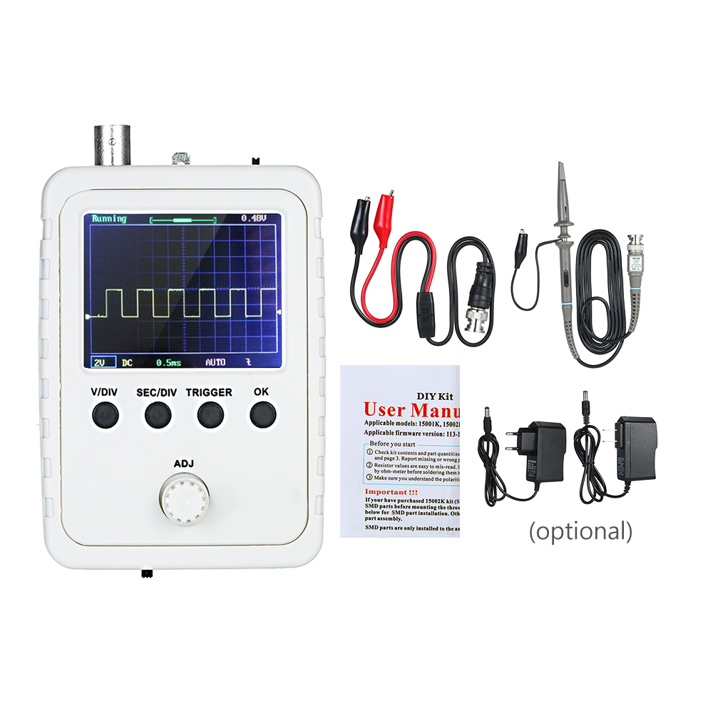 2.4" Color Display Screen Mini Oscilloscope Handheld Digital Oscilloscope with 0-200KHz Bandwidth and 1M Sampling Rate