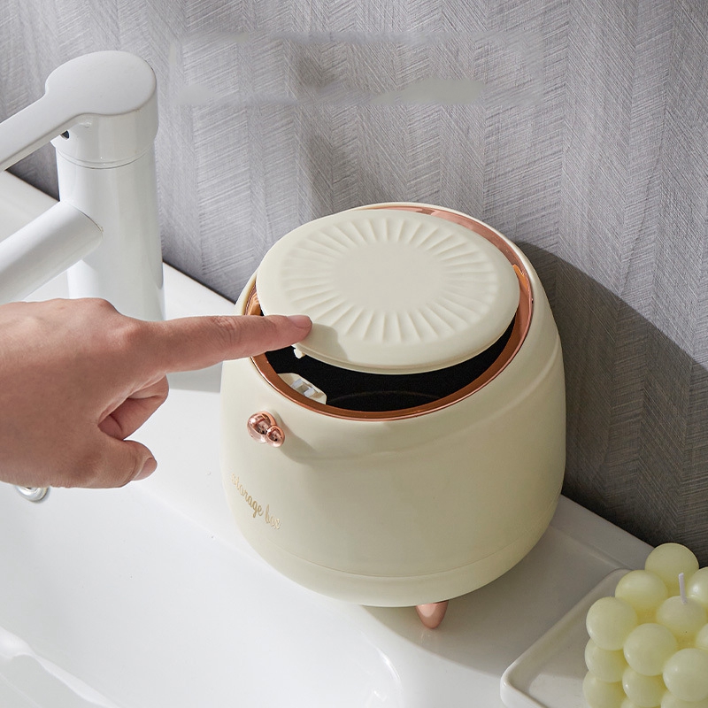 Desktop Trash Can mini Light Luxury Press Desktop Trash Can Double-layer Coffee Table Bomb Cover Desktop Small Storage Bucket
