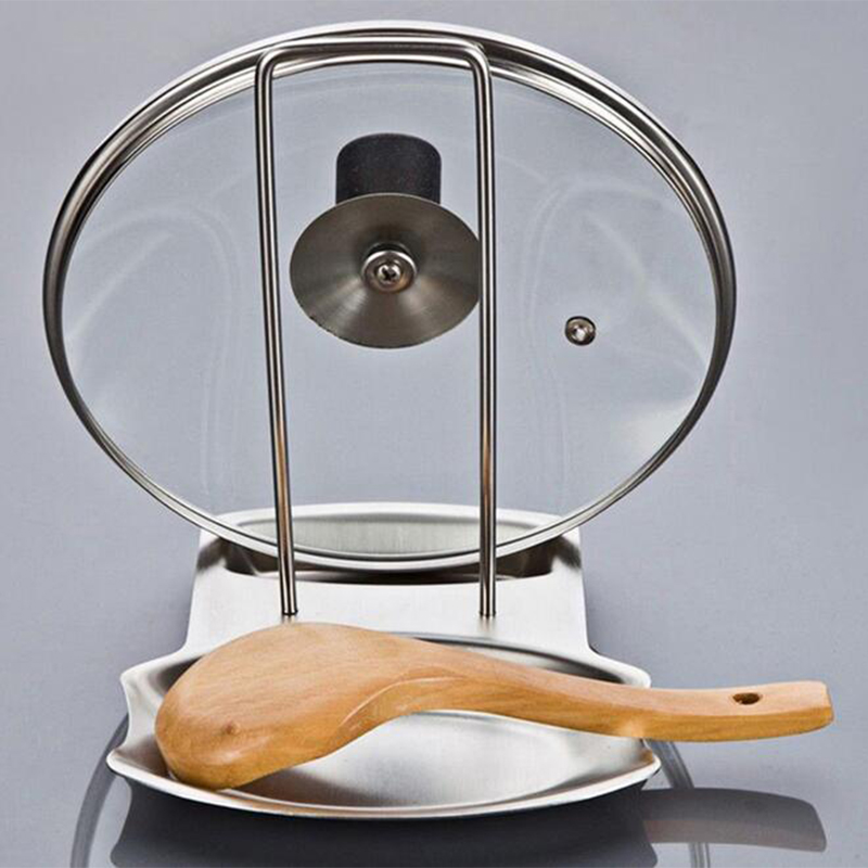 Stainless Steel Pan Pot Cover Lid Rack Stand Kitchen Organizer Spatula Holder Spoon Rest Pot Lid Shelf Kitchen Accessories