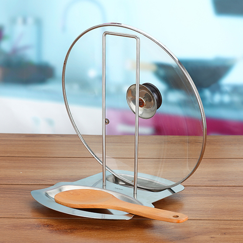 Stainless Steel Pan Pot Cover Lid Rack Stand Kitchen Organizer Spatula Holder Spoon Rest Pot Lid Shelf Kitchen Accessories