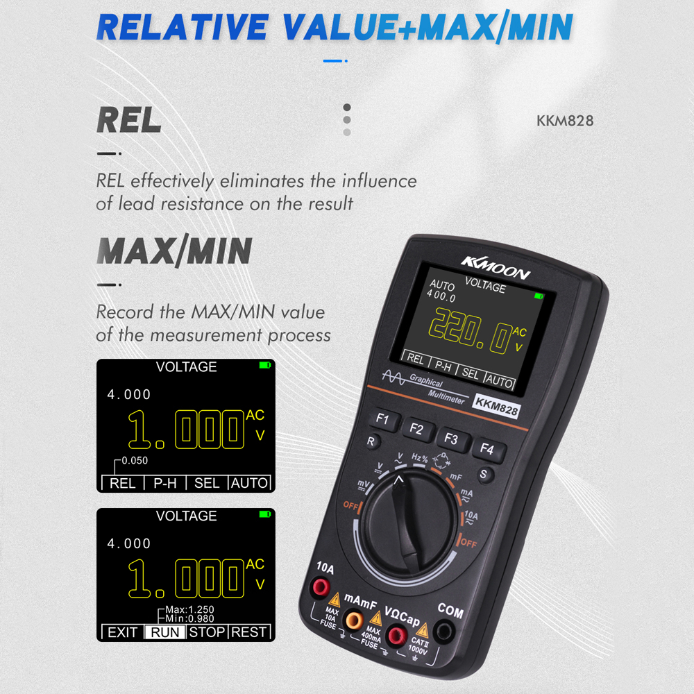 KKmoon kkm828 High Clarity Intelligent Graphical Digital Oscilloscope Multimeter 2 in 1 with 2.4 Inches Color Screen