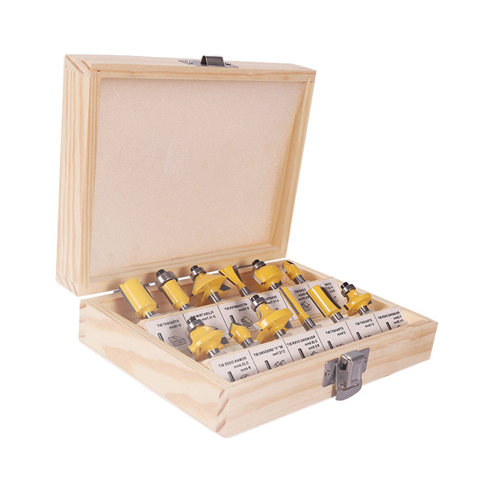 12pcs Milling Cutter Router Bit Set Wood Cutter Carbide 1/4" /8mm Shank Mill Woodworking Trimming Engraving Carving Cutting Tool