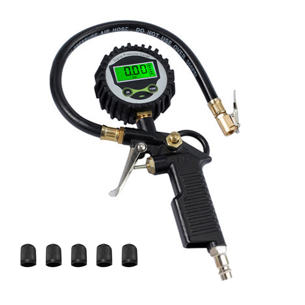 Digital Tire Pressure Gauge 0-200PSI Tire Infaltor Heavy Duty Air Compressor Accessories with LCD Diaplay Rubber Hose