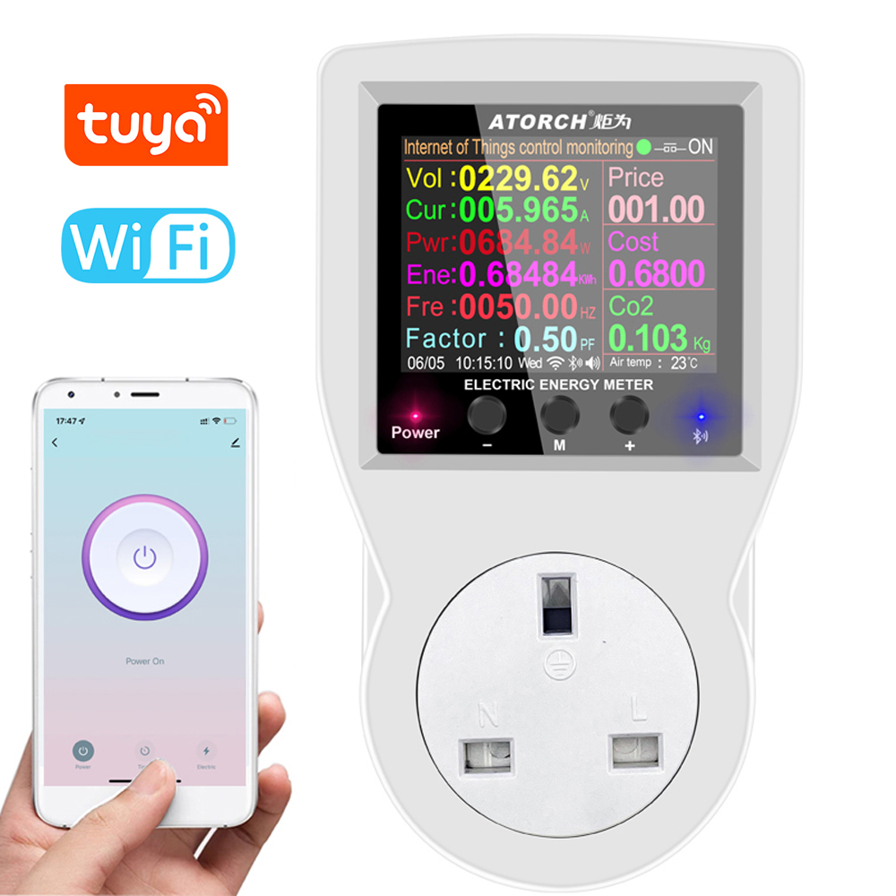 Tuya Wifi/BT Intelligent Power Socket Electricity Power Monitor Multi-energy Monitoring Meter APP Remote Controlling Device