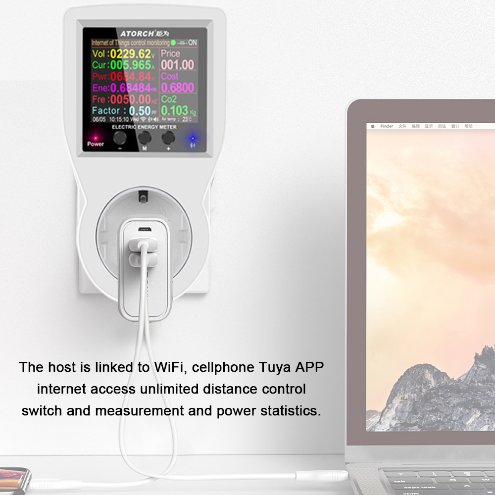 Tuya Wifi/BT Intelligent Power Socket Electricity Power Monitor Multi-energy Monitoring Meter APP Remote Controlling Device