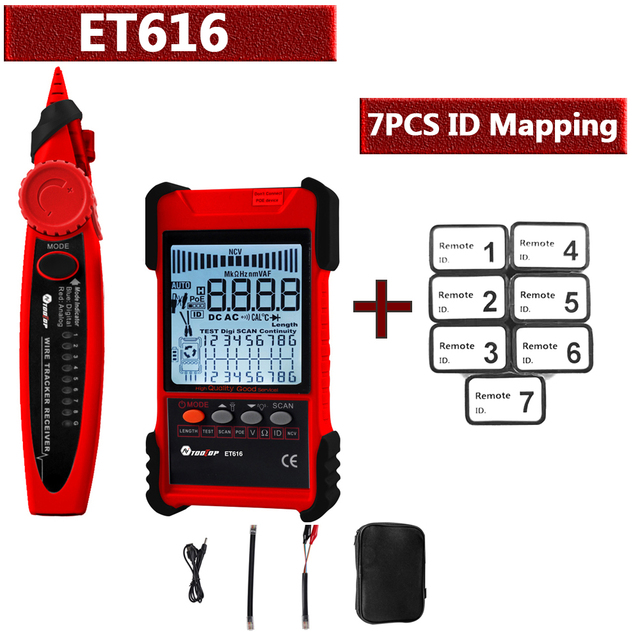 ET616 /ET618 Network Cable Tester Analogs Digital Search POE Test Cable Pairing Sensitivity Adjustable Network Cable Tester