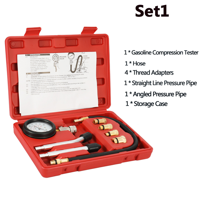 Gasoline Engine Compression Tester Auto Petrol Gas Engine Cylinder Automobile Pressure Gauge Tester Automotive Test Kit
