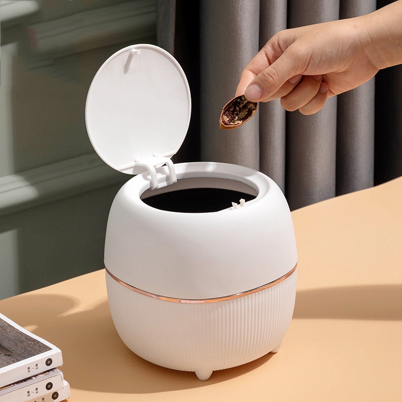 Desktop Trash Can Household Mini Bedside Coffee Table Small Trash Can Push-type Debris Bucket With Lid Mini Dressing Storage Bin