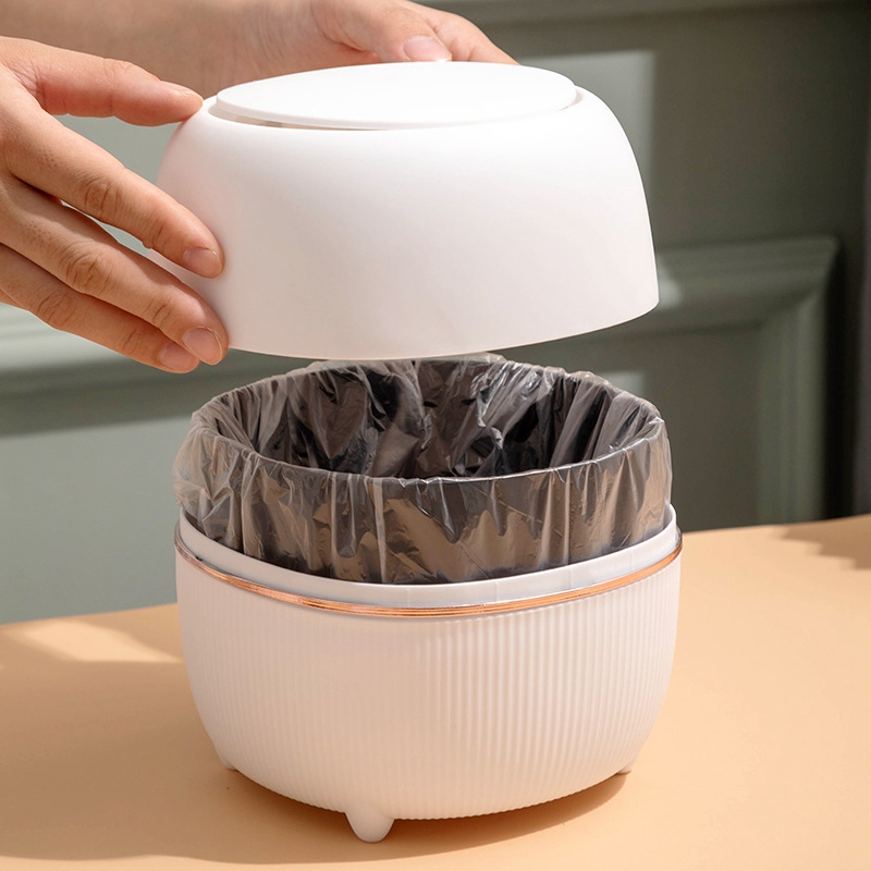 Desktop Trash Can Household Mini Bedside Coffee Table Small Trash Can Push-type Debris Bucket With Lid Mini Dressing Storage Bin