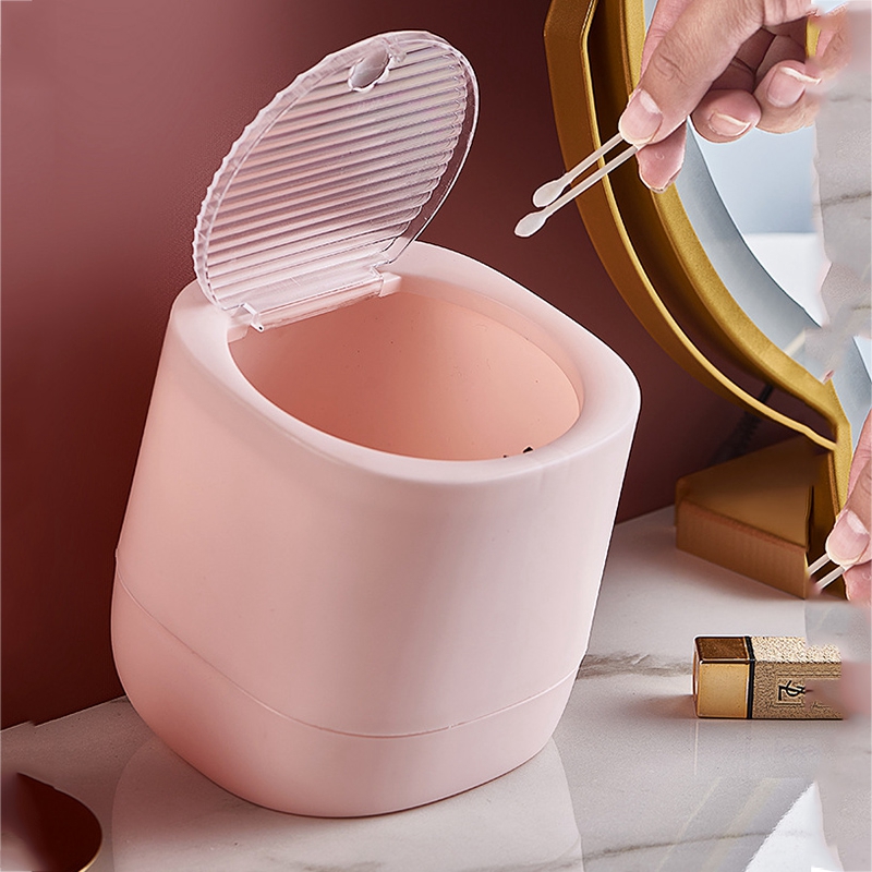 Desktop Trash Can Dormitory Trumpet Tube Home Coffee Table Table With Lid Mini Storage Bucket Living Room Bedroom Debris Box