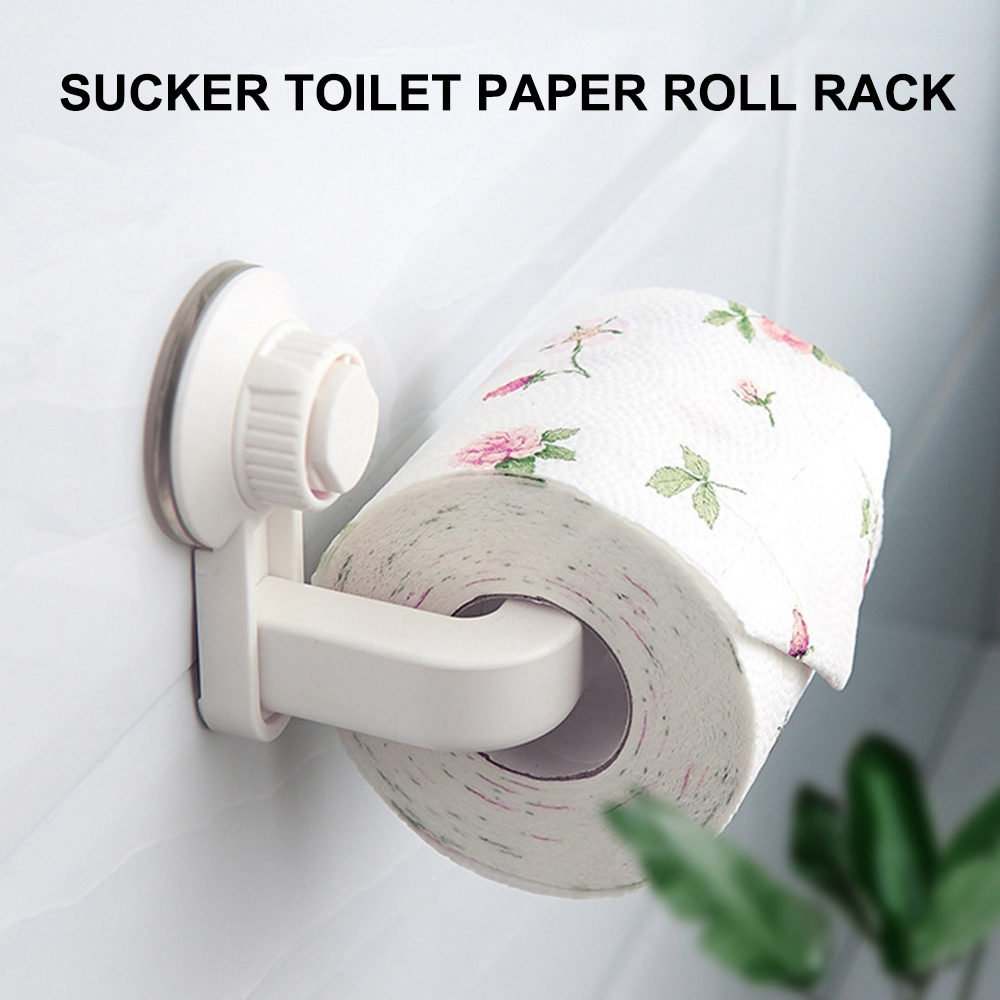 Bathroom Kitchen Paper Holder Uper Storage Suction Cup Wall Mount Removable Rack For Placing Rolls or Hanging Towels
