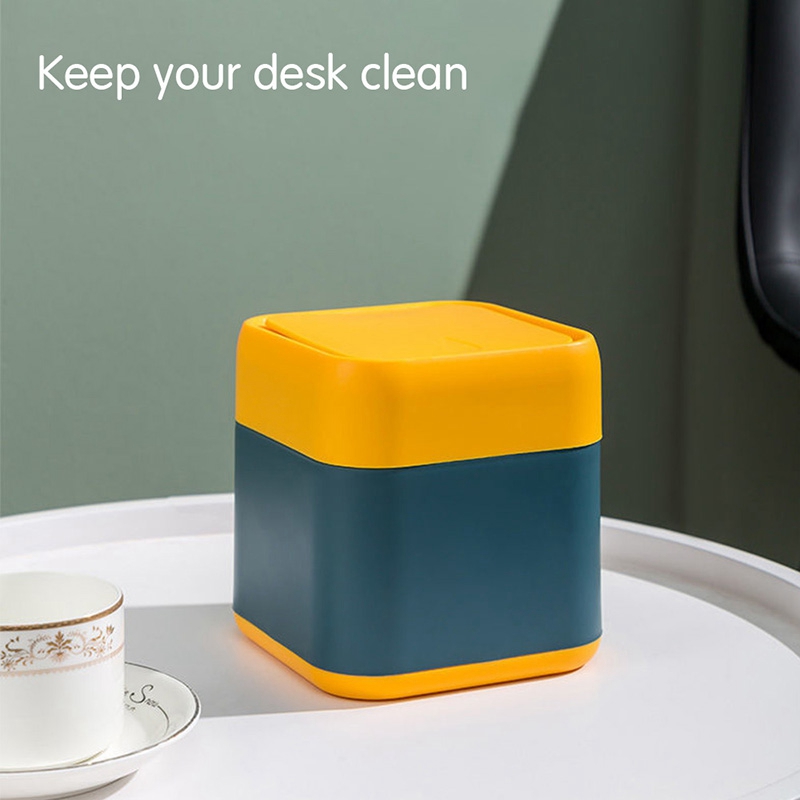 Small Waste Bins Desktop Garbage Basket Home Office Table Mini Trash Can With Lid Garbage Bin Household Sundries Barrel Box