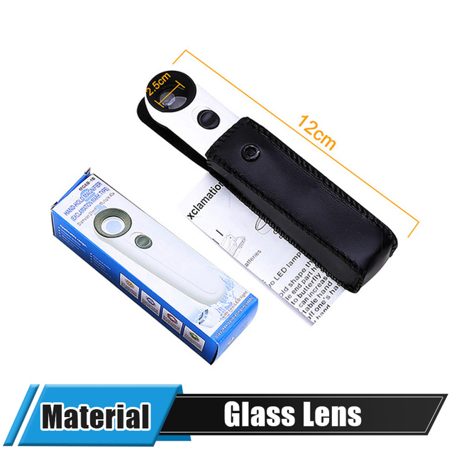 Magnifying Glass With LED Light Acrylic Glass Lens Handheld Microscope Magnifier For Repair Circuit Boards Jewelry 40X Loupe