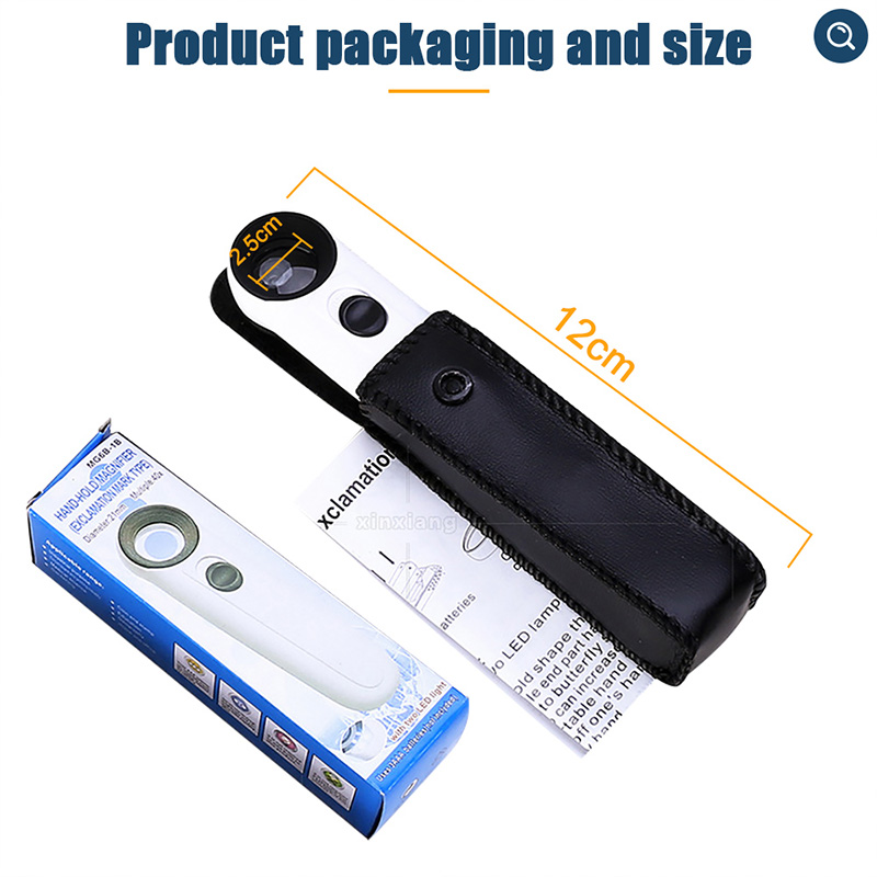 Magnifying Glass With LED Light Acrylic Glass Lens Handheld Microscope Magnifier For Repair Circuit Boards Jewelry 40X Loupe