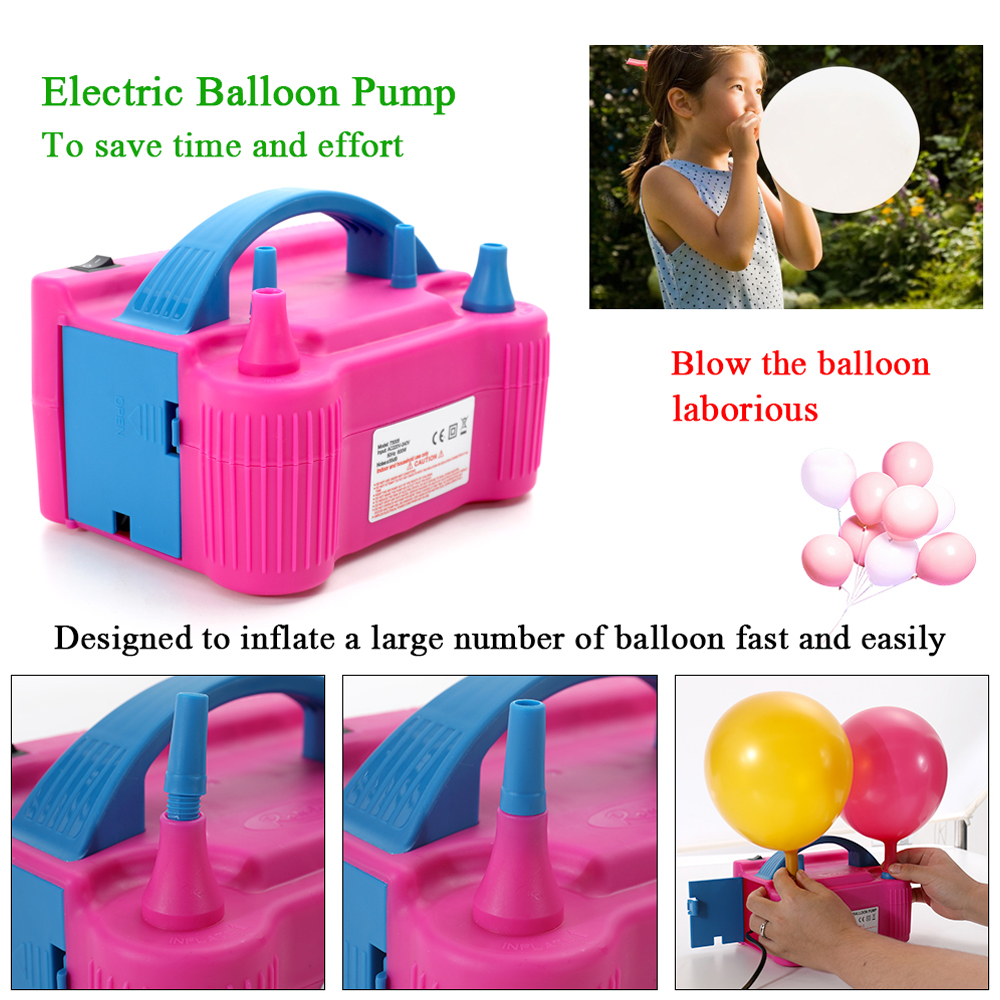 Electric Air Balloon Pump Portable Inflator Dual-Nozzle Globos Machine Air Balloon Blower for Party Balloon Arch & Column Stand