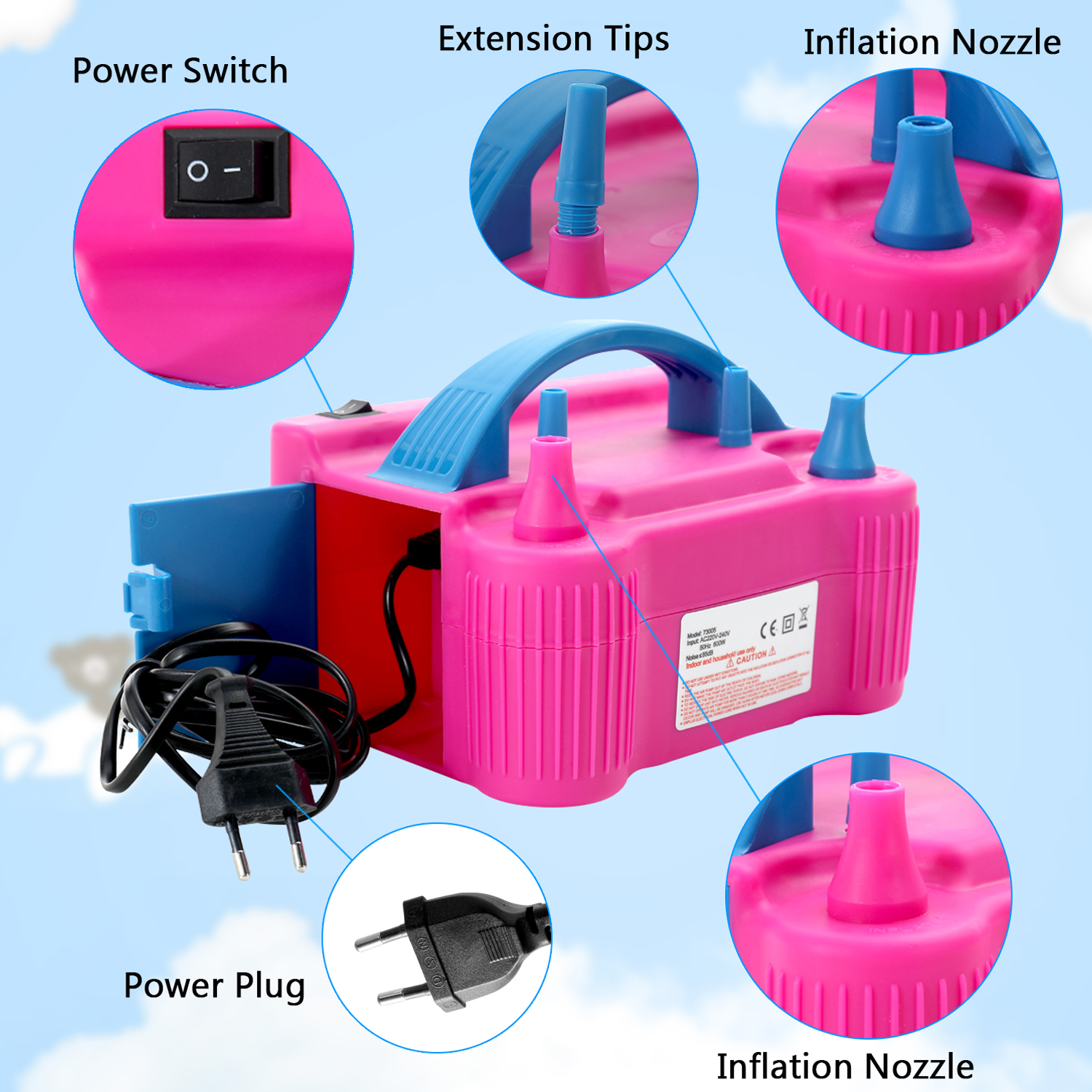 Electric Air Balloon Pump Portable Inflator Dual-Nozzle Globos Machine Air Balloon Blower for Party Balloon Arch & Column Stand
