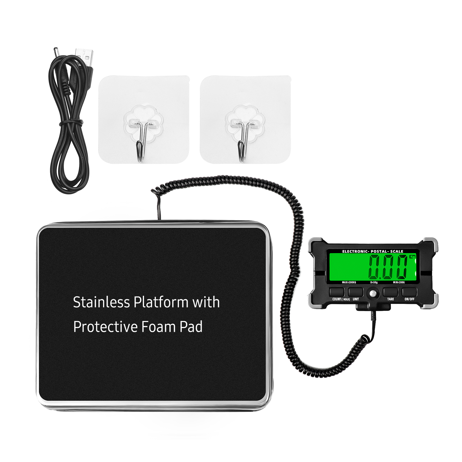 Stainless Steel Digital Scale PS21 440 Lbs Electronic Postal Scale 0.05kg with LCD Backlight Display Shipping Scales