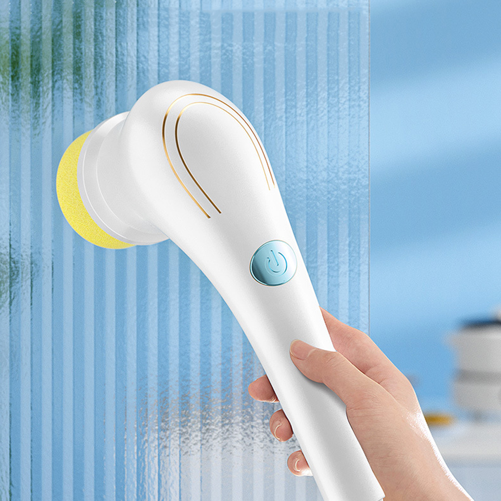 Electric Cleaning Brush USB Charging Bathroom Wash Brush Kitchen Cleaning Tools Handheld Bathtub Drill Brush with 5 Heads