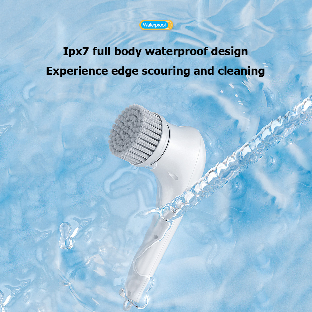 Electric Cleaning Brush USB Charging Bathroom Wash Brush Kitchen Cleaning Tools Handheld Bathtub Drill Brush with 5 Heads