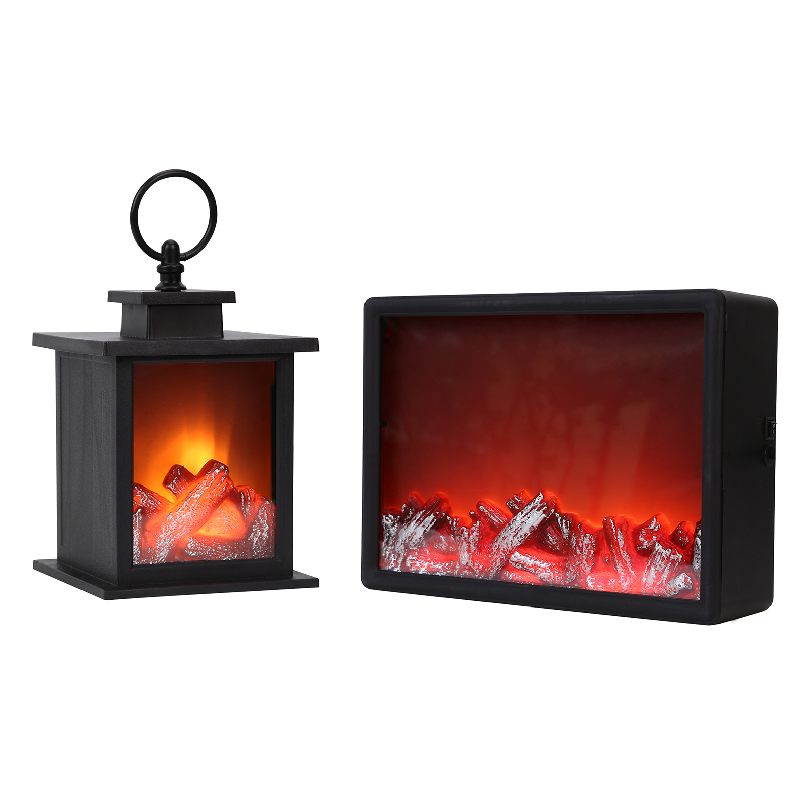 Christmas Decoration 6 Hours Timer Super Bright LEDs Fireplace Lantern Portable Lighted Fireplace Flameless Lantern Decoration