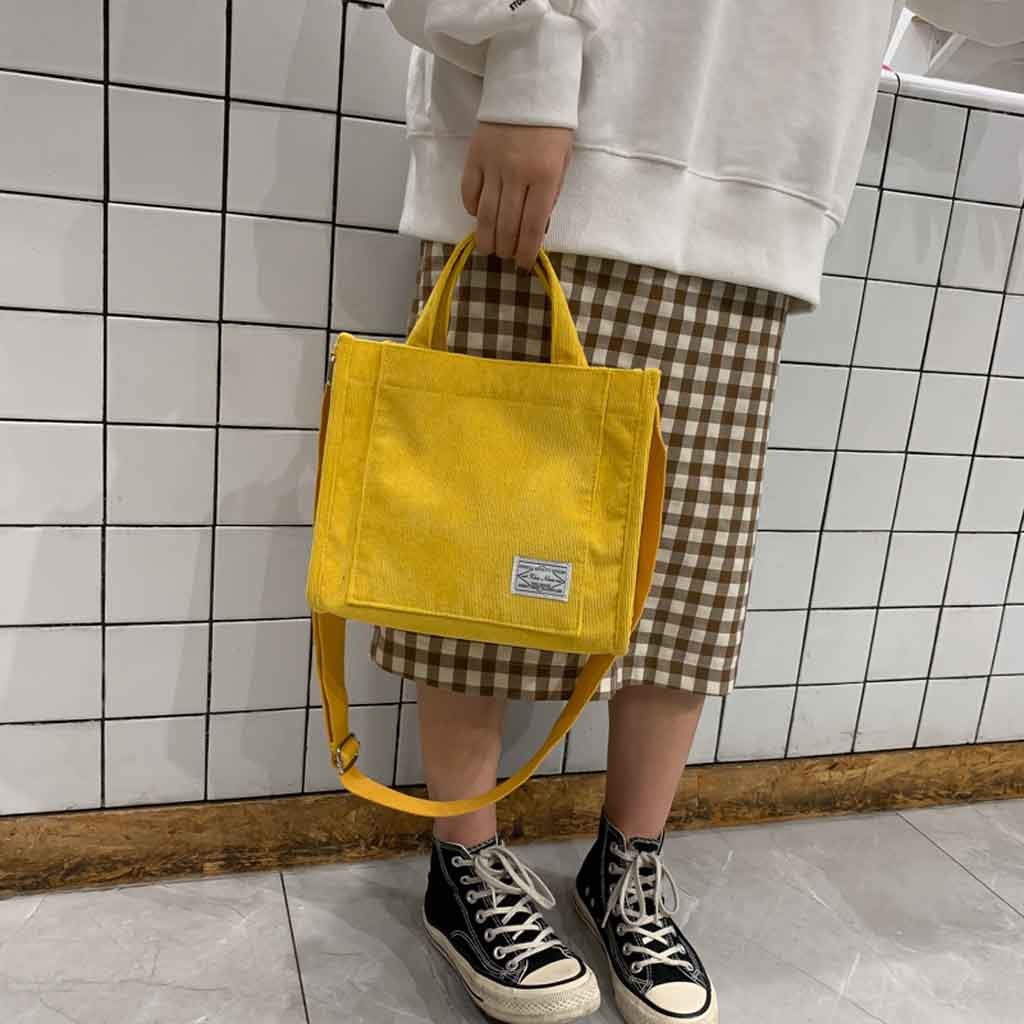 Corduroy Zipper Women Handbags Shoulder Bag Small Canvas Handbag Casual Tote Bag Female Eco Crossbody Bags Vintage Messenger Bag