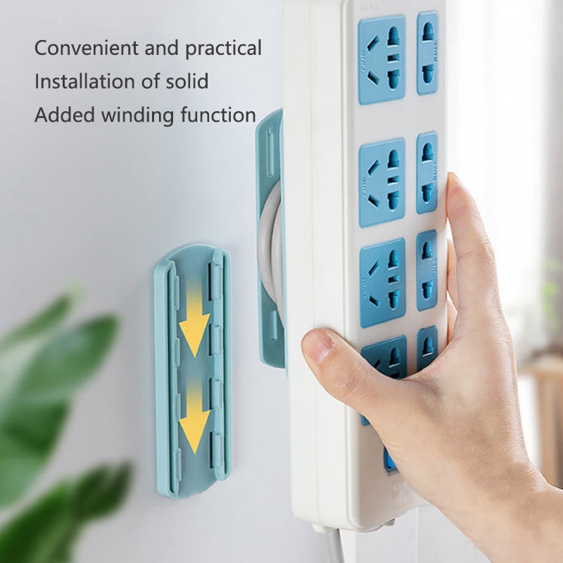 Wall-Mounted Sticker Punch-Free Plug Fixer Home Self-Adhesive Socket Fixer Cable Wire Organizer Seamless Power Strip Holder