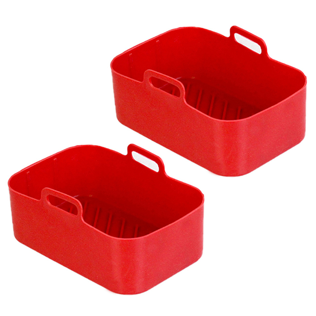 2pcs Air Fryer Silicone Pot Basket Cooking Plate Liner Baking Pan Insert Dish  Air Fryer Accessories For Ninja Dz201 Foodi 8qt