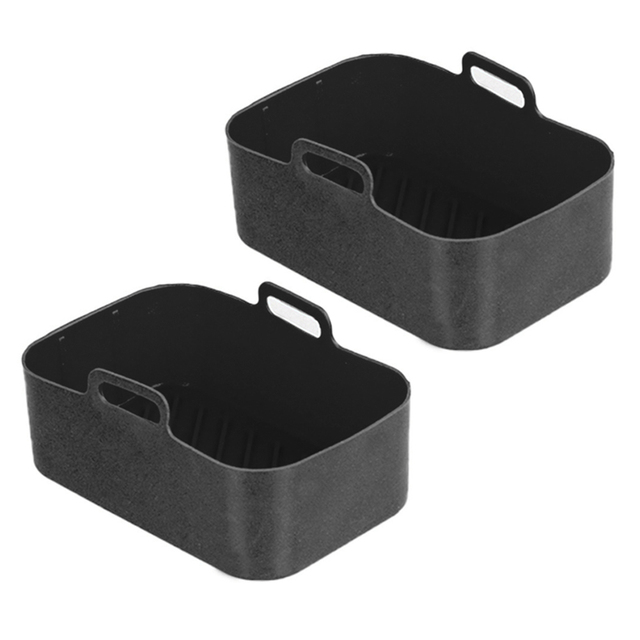 2pcs Air Fryer Silicone Pot Basket Cooking Plate Liner Baking Pan Insert Dish  Air Fryer Accessories For Ninja Dz201 Foodi 8qt