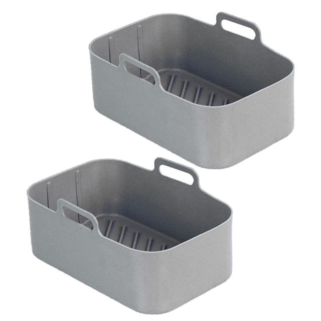 2pcs Air Fryer Silicone Pot Basket Cooking Plate Liner Baking Pan Insert Dish  Air Fryer Accessories For Ninja Dz201 Foodi 8qt