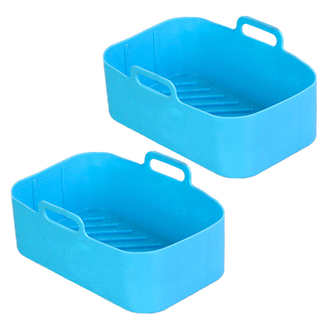 2pcs Air Fryer Silicone Pot Basket Cooking Plate Liner Baking Pan Insert Dish  Air Fryer Accessories For Ninja Dz201 Foodi 8qt