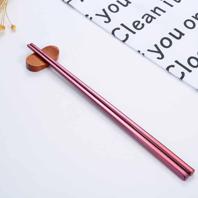 1 Pair Stainless Steel Chopsticks Reusable Portable Food Sticks Korean Metal Chopsticks Kitchen Accessories Dishwasher Safe