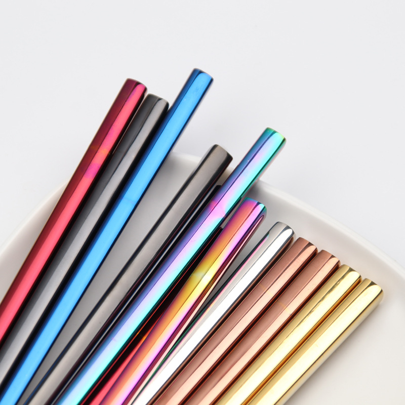 1 Pair Stainless Steel Chopsticks Reusable Portable Food Sticks Korean Metal Chopsticks Kitchen Accessories Dishwasher Safe