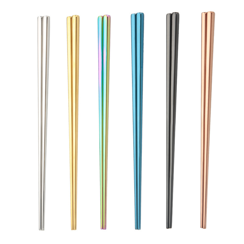 1 Pair Stainless Steel Chopsticks Reusable Portable Food Sticks Korean Metal Chopsticks Kitchen Accessories Dishwasher Safe