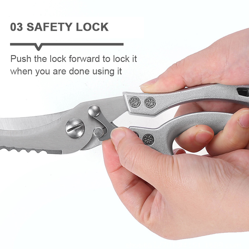 Multifunctional Kitchen Powerful Chicken Bone Scissors Chicken Duck Fish Cutter Shears Stainless Steel Scissors Clean Cook Sciss