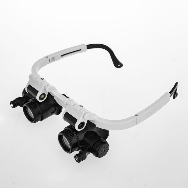 Loupe Illuminated Magnifier Glasses Head Mount with LED Light Adjustable Glasses Bracket Watch Repair Magnifier