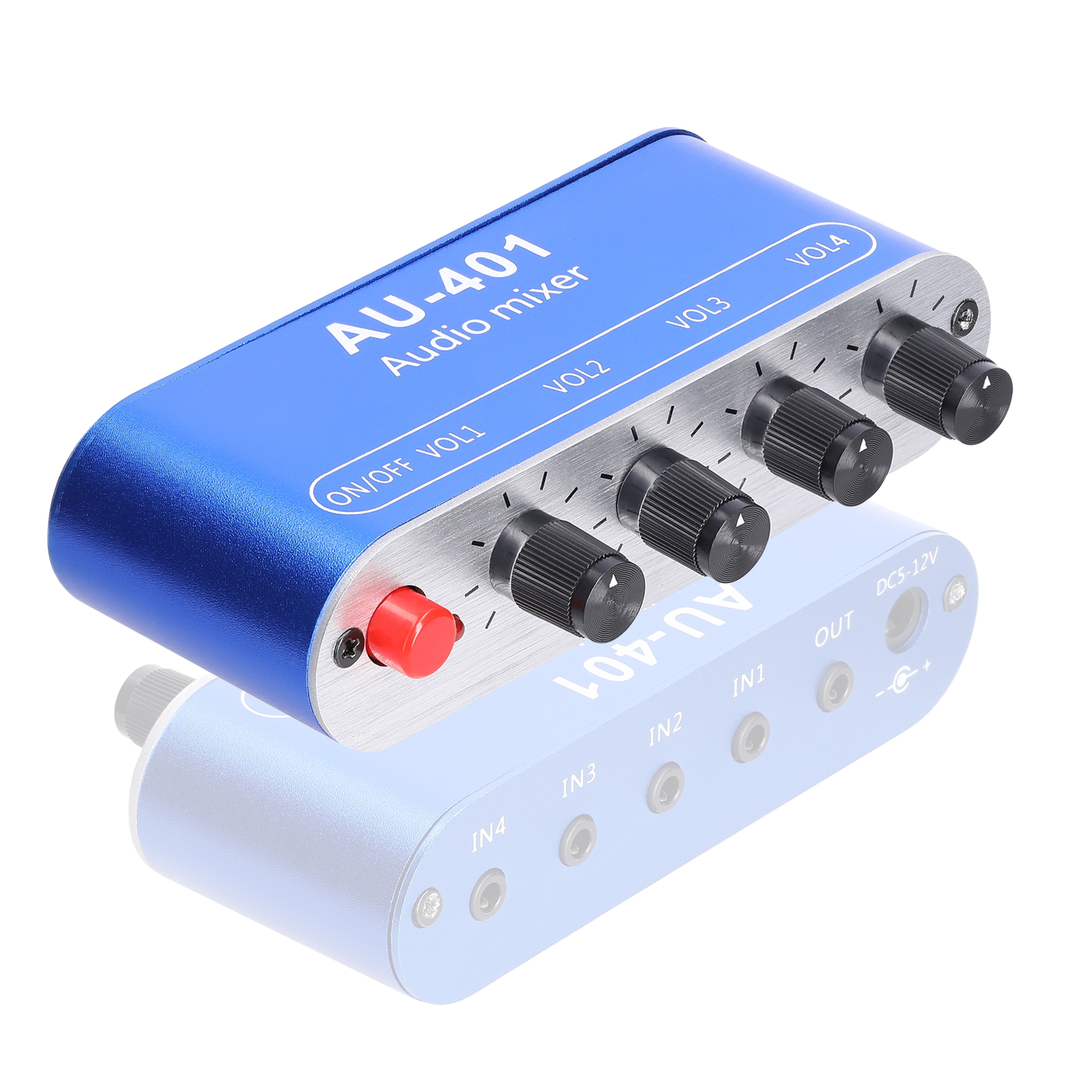 3.5mm Audio Mixer Stereo Audio Mixer 4 Inputs to 1 Output Individually Controls Sound Mixing Tool Portable Headphones Amplifier