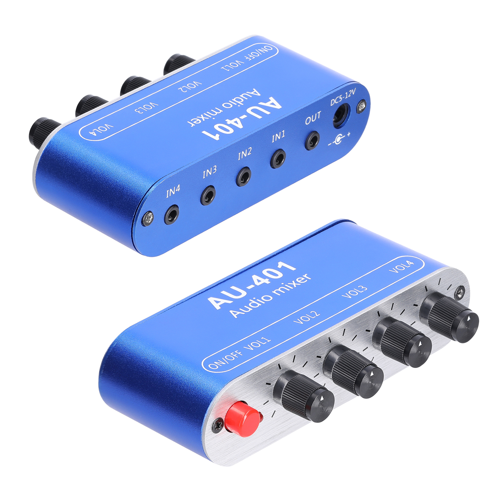 3.5mm Audio Mixer Stereo Audio Mixer 4 Inputs to 1 Output Individually Controls Sound Mixing Tool Portable Headphones Amplifier