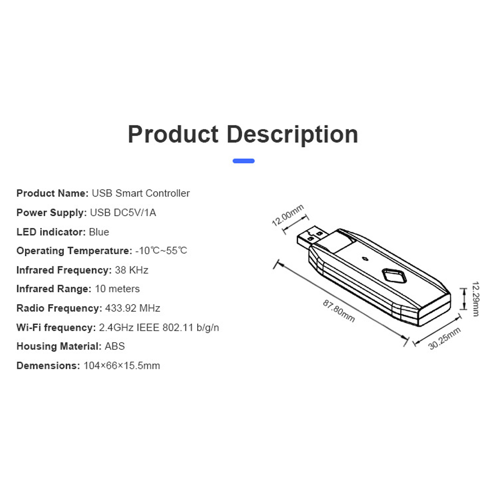 WiFi USB IR+RF Controller Wireless Remote Controller All in One Universal Infrared Controller with Learning Function