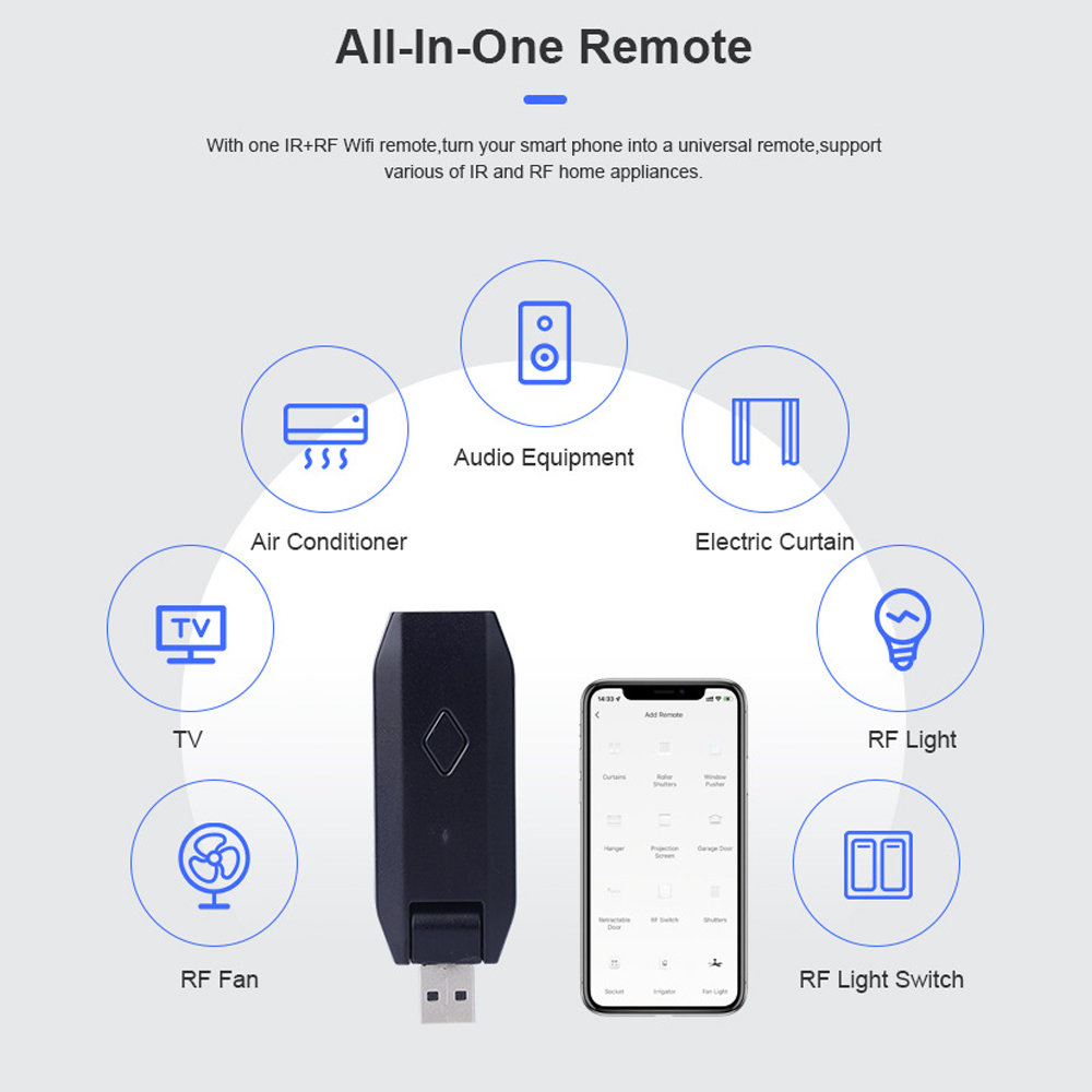 WiFi USB IR+RF Controller Wireless Remote Controller All in One Universal Infrared Controller with Learning Function
