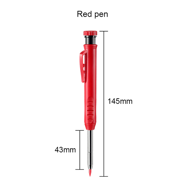 Solid Carpenter Pencil and Built-in Sharpener with Refill Leads for Deep Hole Mechanical Pencil Marker Marking Woodworking Tools